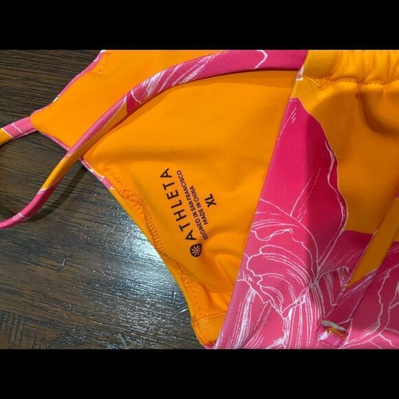 NWT Athleta Kailua Cutout One Piece Swimsuit ORANGE AND PINK Size XL - Picture 6 of 8
